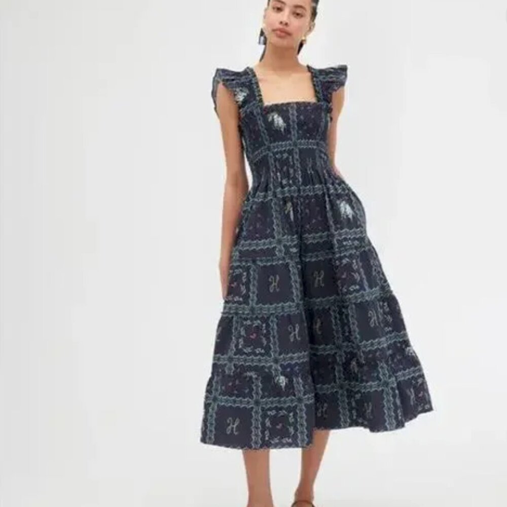 NWOT Hill House Navy Floral Patchwork Ellie Nap Dress - Size Small